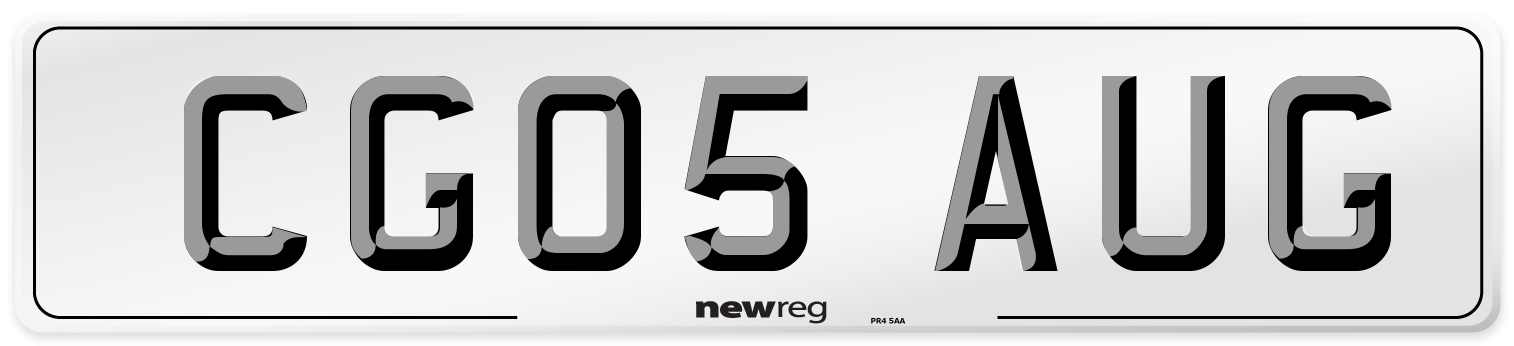 CG05 AUG Number Plate from New Reg